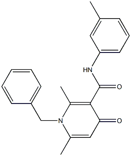 1-Benzyl-1,4-dihydro-2,6-dimethyl-N-(3-methylphenyl)-4-oxopyridine-3-carboxamide Struktur