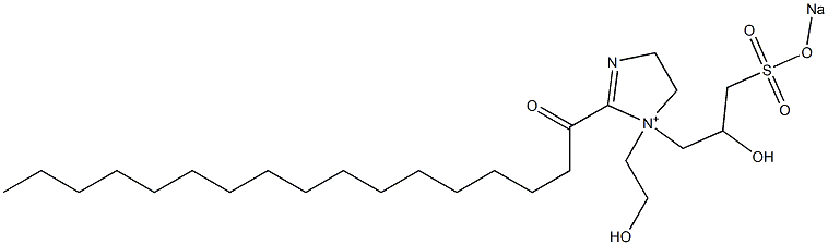 1-(2-Hydroxyethyl)-1-[2-hydroxy-3-(sodiooxysulfonyl)propyl]-2-heptadecanoyl-2-imidazoline-1-ium Struktur