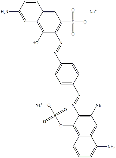 6-Amino-4-hydroxy-3-[4-[(5-amino-1-hydroxy-3-sodiosulfo-2-naphthalenyl)azo]phenylazo]naphthalene-2-sulfonic acid sodium salt Struktur