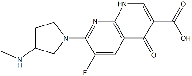 6-Fluoro-1,4-dihydro-4-oxo-7-(3-methylamino-1-pyrrolidinyl)-1,8-naphthyridine-3-carboxylic acid Struktur