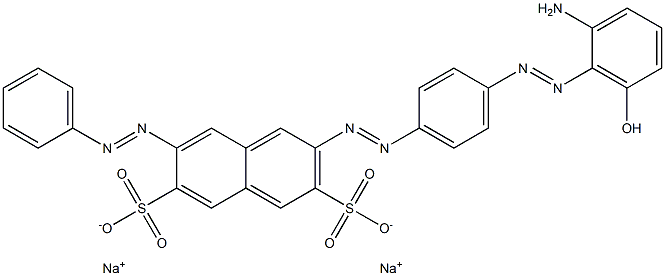 2-[[4-[(2-Amino-6-hydroxyphenyl)azo]phenyl]azo]-7-(phenylazo)-3,6-naphthalenedisulfonic acid disodium salt Struktur