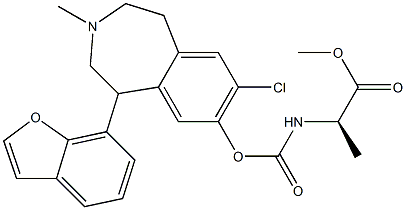 [(R)-1-(Methoxycarbonyl)ethyl]carbamic acid [[7-chloro-3-methyl-1-(benzofuran-7-yl)-2,3,4,5-tetrahydro-1H-3-benzazepin]-8-yl] ester Struktur