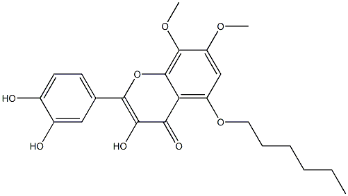 2-(3,4-Dihydroxyphenyl)-5-hexyloxy-3-hydroxy-7,8-dimethoxy-4H-1-benzopyran-4-one Struktur