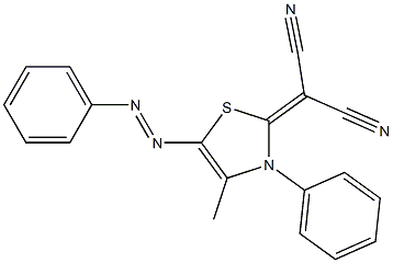 2-[[4-Methyl-3-phenyl-5-(phenylazo)-2,3-dihydrothiazol]-2-ylidene]malononitrile Struktur