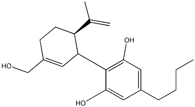 5-(Butyl)-2-[(2R)-2-(1-methylethenyl)-5-(hydroxymethyl)-5-cyclohexen-1-yl]benzene-1,3-diol Struktur