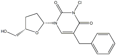 5-[Benzyl]-3-chloro-2',3'-dideoxyuridine Struktur