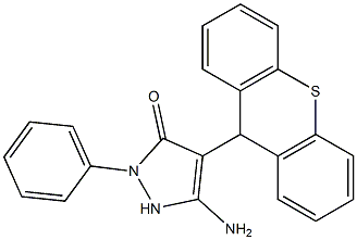 5-Amino-2-phenyl-4-(9H-thioxanthen-9-yl)-1,2-dihydro-3H-pyrazol-3-one Struktur