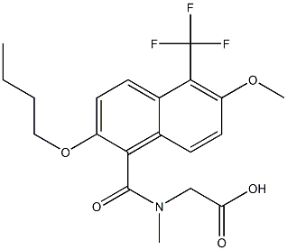 [N-[[2-Butoxy-6-methoxy-5-trifluoromethyl-1-naphthalenyl]carbonyl]-N-methylamino]acetic acid Struktur