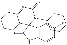 5'-Fluoro-3-cyclohexyl-2-thioxo-1',2,2',4a,5,6,7,8-octahydrospiro[quinazoline-4(3H),3'-[3H]indol]-2'-one Struktur