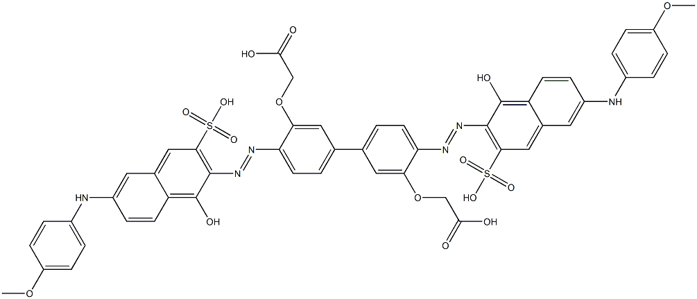 2,2'-[[4,4'-Bis[[1-hydroxy-6-[(4-methoxyphenyl)amino]-3-sulfo-2-naphthalenyl]azo][1,1'-biphenyl]-3,3'-diyl]bisoxy]bisacetic acid Struktur