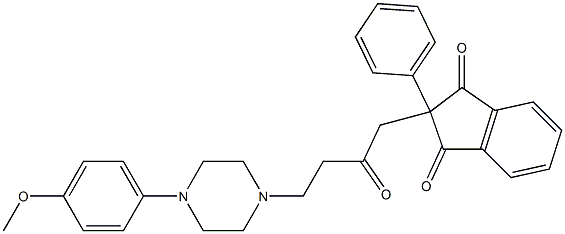 2-[2-Oxo-4-[4-(p-methoxyphenyl)-1-piperazinyl]butyl]-2-phenyl-1,3-indanedione Struktur