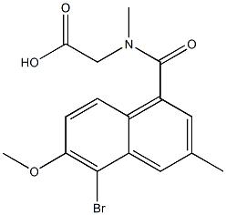 [N-[[5-Bromo-3-methyl-6-methoxy-1-naphthalenyl]carbonyl]-N-methylamino]acetic acid Struktur