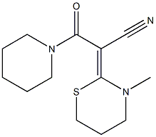 2-[(Piperidinocarbonyl)(cyano)methylene]-3-methyl-3,4,5,6-tetrahydro-2H-1,3-thiazine Struktur