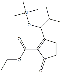 5-Oxo-2-(1-trimethylsilyloxy-2-methylpropyl)-1-cyclopentene-1-carboxylic acid ethyl ester Struktur