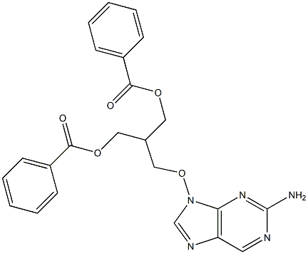 2-Amino-9-(3-benzoyloxy-2-benzoyloxymethylpropyloxy)-9H-purine Struktur