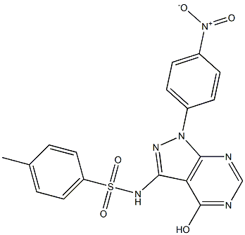 1-(4-Nitrophenyl)-3-(4-methylphenylsulfonylamino)-1H-pyrazolo[3,4-d]pyrimidin-4-ol Struktur