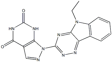 1-(5-Ethyl-5H-1,2,4-triazino[5,6-b]indol-3-yl)-1H-pyrazolo[3,4-d]pyrimidine-4,6(5H,7H)-dione Struktur