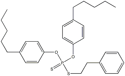 Dithiophosphoric acid O,O-bis(4-pentylphenyl)S-(2-phenylethyl) ester Struktur