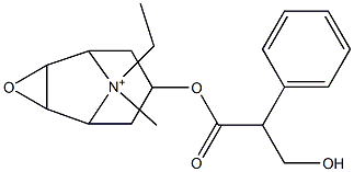 9-Ethyl-7-(3-hydroxy-1-oxo-2-phenylpropoxy)-9-methyl-3-oxa-9-azoniatricyclo[3.3.1.02,4]nonane Struktur