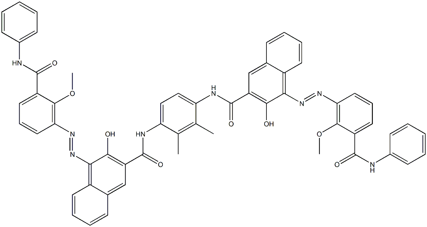 1,4-Bis[1-[6-methoxy-5-(phenylcarbamoyl)phenylazo]-2-hydroxy-3-naphthoylamino]-2,3-dimethylbenzene Struktur