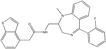 N-[[5-(2-Fluorophenyl)-2,3-dihydro-1-methyl-1H-1,4-benzodiazepin]-2-ylmethyl]benzo[b]thiophene-4-acetamide Struktur