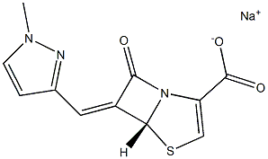 (5R)-7-Oxo-6-[(1-methyl-1H-pyrazol-3-yl)methylene]-4-thia-1-azabicyclo[3.2.0]hept-2-ene-2-carboxylic acid sodium salt Struktur