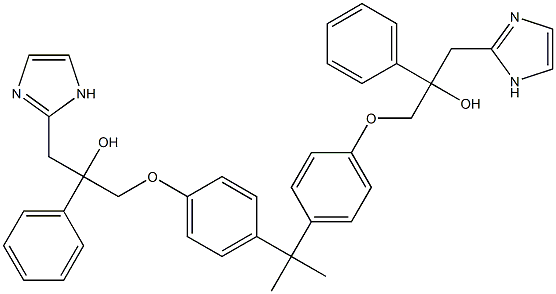 Bisphenol A bis[3-(2-phenyl)imidazolyl-2-hydroxypropyl] ether Struktur