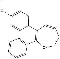 6,7-Dihydro-2-phenyl-3-(4-methoxyphenyl)oxepin Struktur