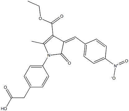 1-[4-(Hydroxycarbonylmethyl)phenyl]-2-methyl-5-oxo-4-[4-nitrobenzylidene]-4,5-dihydro-1H-pyrrole-3-carboxylic acid ethyl ester Struktur