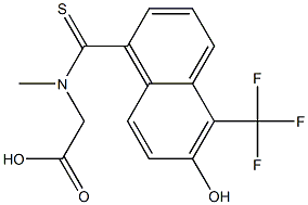 N-[[6-Hydroxy-5-(trifluoromethyl)naphthalen-1-yl]thioxomethyl]-N-methylglycine Struktur