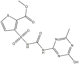 3-[[(4-Hydroxy-6-methyl-1,3,5-triazin-2-yl)carbamoyl]sulfamoyl]thiophene-2-carboxylic acid methyl ester Struktur