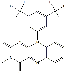 3-Methyl-10-[3,5-bis(trifluoromethyl)phenyl]pyrimido[4,5-b]quinoxaline-2,4(3H,10H)-dione Struktur