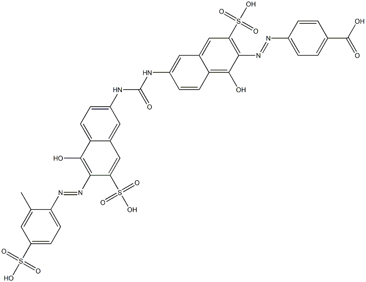 4-[[1-Hydroxy-6-[[[[5-hydroxy-6-[(2-methyl-4-sulfophenyl)azo]-7-sulfo-2-naphthalenyl]amino]carbonyl]amino]-3-sulfo-2-naphthalenyl]azo]benzoic acid Struktur