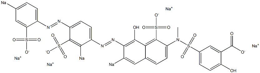 2-Hydroxy-5-[N-[8-hydroxy-6-sodiosulfo-7-[[2-sodiosulfo-4-[(4-sodiosulfophenyl)azo]phenyl]azo]-2-naphthalenyl]-N-methylaminosulfonyl]benzoic acid sodium salt Struktur