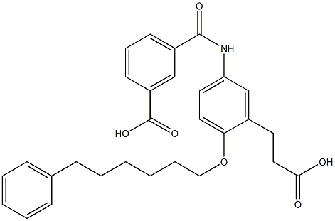 5-(3-Hydroxycarbonylbenzoylamino)-2-(6-phenylhexyloxy)benzenepropanoic acid Struktur