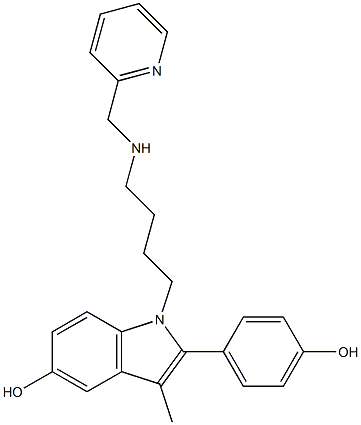 2-(4-Hydroxyphenyl)-3-methyl-1-[4-[(2-pyridinylmethyl)amino]butyl]-1H-indol-5-ol Struktur