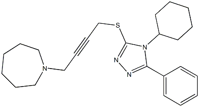 4-Cyclohexyl-5-phenyl-3-[[4-[(hexahydro-1H-azepin)-1-yl]-2-butynyl]thio]-4H-1,2,4-triazole Struktur