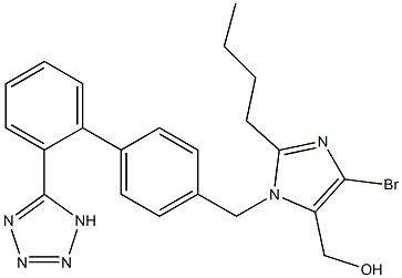 2-Butyl-4-bromo-1-[[2'-(1H-tetrazol-5-yl)-1,1'-biphenyl-4-yl]methyl]-1H-imidazole-5-methanol Struktur