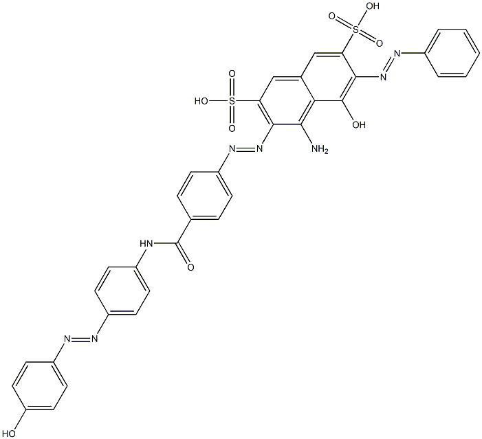 4-Amino-5-hydroxy-3-[4-[4-(4-hydroxyphenylazo)phenylaminocarbonyl]phenylazo]-6-phenylazo-2,7-naphthalenedisulfonic acid Struktur