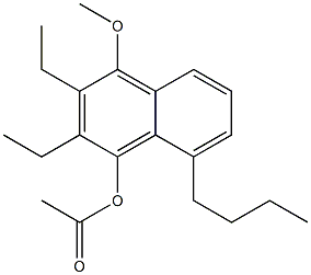 1-Acetoxy-2-ethyl-3-ethyl-4-methoxy-8-butylnaphthalene Struktur