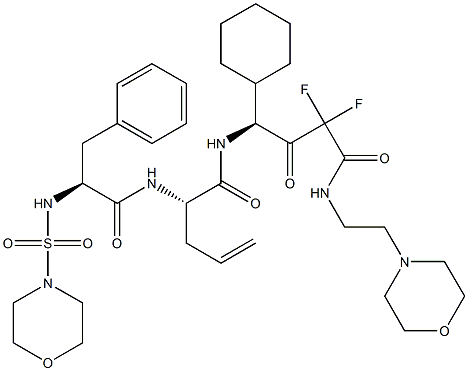 (4S)-4-[(S)-2-(N-Morpholinosulfonyl-L-phenylalanylamino)-4-pentenoylamino]-2,2-difluoro-3-oxo-4-cyclohexyl-N-(2-morpholinoethyl)butyramide Struktur