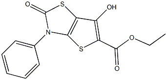 6-Hydroxy-2-oxo-3-phenyl-2,3-dihydrothieno[2,3-d]thiazole-5-carboxylic acid ethyl ester Struktur