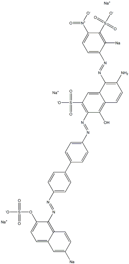 7-Amino-4-hydroxy-3-[[4'-[(2-hydroxy-6-sodiosulfo-1-naphthalenyl)azo]-1,1'-biphenyl-4-yl]azo]-8-[(4-nitro-2-sodiosulfophenyl)azo]naphthalene-2-sulfonic acid sodium salt Struktur