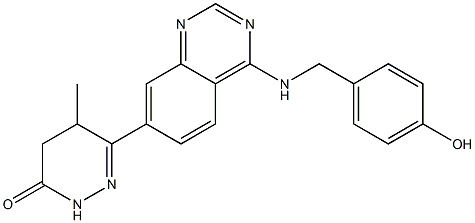 4,5-Dihydro-5-methyl-6-[4-(4-hydroxybenzylamino)quinazolin-7-yl]pyridazin-3(2H)-one Struktur