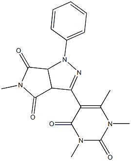 3a,6a-Dihydro-1-phenyl-5-methyl-3-[(1,2,3,4-tetrahydro-1,3,6-trimethyl-2,4-dioxopyrimidin)-5-yl]pyrrolo[3,4-c]pyrazole-4,6(1H,5H)-dione Struktur