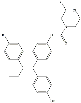 N,N-Bis(2-chloroethyl)carbamic acid 4-[(Z)-1-(4-hydroxyphenyl)-2-(4-hydroxyphenyl)-1-butenyl]phenyl ester Struktur