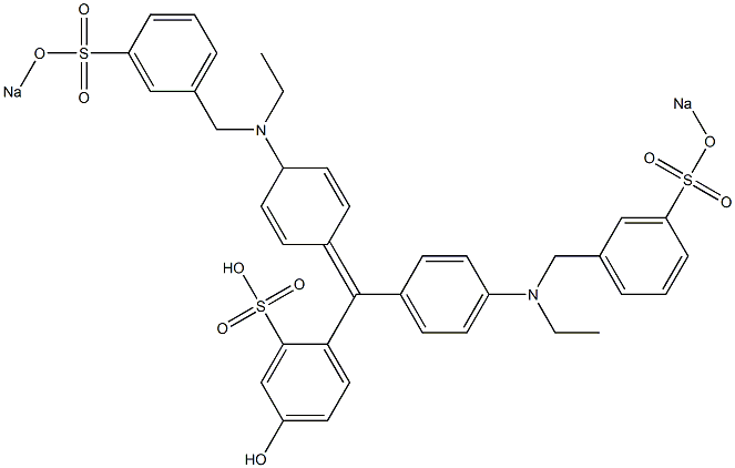 5-Hydroxy-2-[[4-[ethyl[3-(sodiooxysulfonyl)benzyl]amino]phenyl][4-[ethyl[3-(sodiooxysulfonyl)benzyl]amino]-2,5-cyclohexadien-1-ylidene]methyl]benzenesulfonic acid Struktur