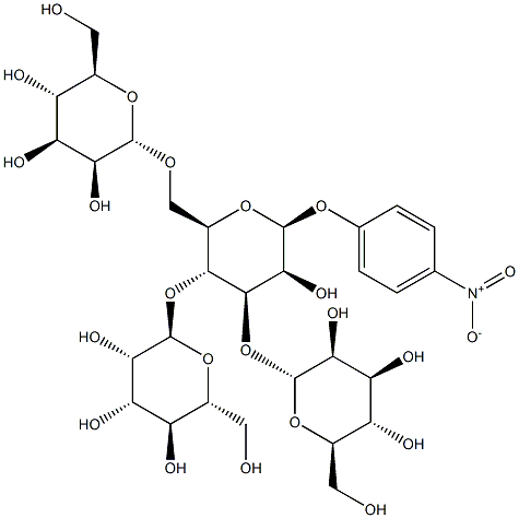 p-Nitrophenyl 3,4,6-Tri-O-(a-D-mannopyranosyl)-b-D-mannopyranoside Struktur