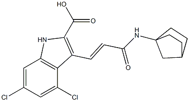 3-(2-(norbornylaminocarbonyl)ethenyl)-4,6-dichloroindole-2-carboxylic acid Struktur