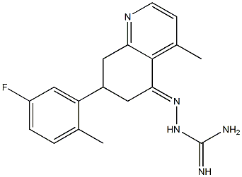 (7-(5-fluoro-2-methylphenyl)-4-methyl-7,8-dihydro-5(6H)-quinolinylideneamino)guanidine Struktur